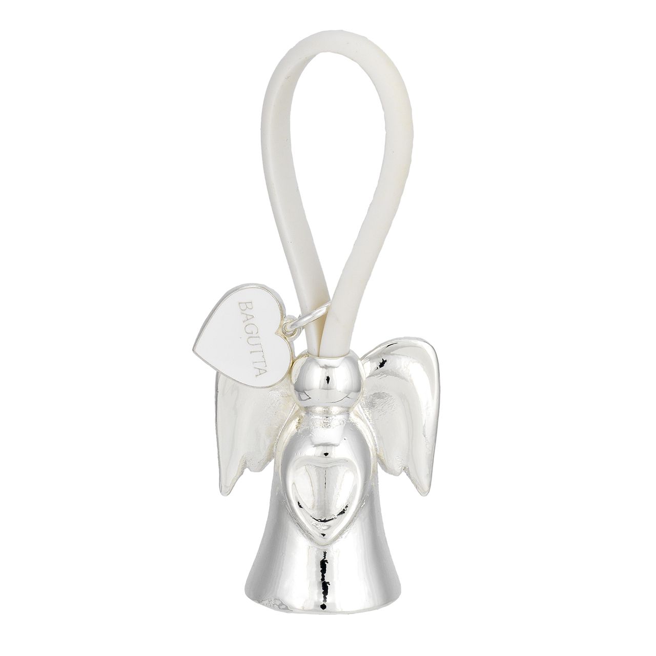 PORTACHIAVI ANGELO 1 SILVER PLATED GANCIO IN SILICONE BIANCO